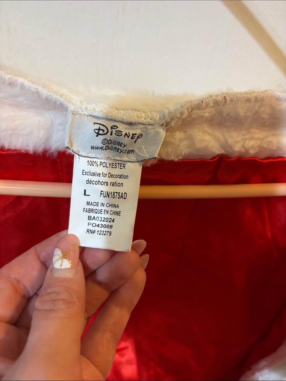 Disney White Faux Fur Teddy Coat with Red Satin Lining - Picture 3 of 3